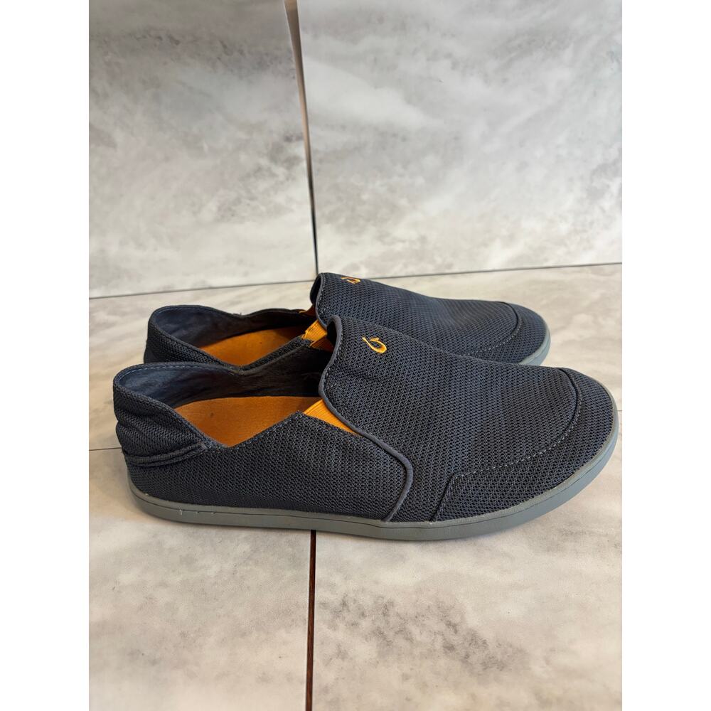 OLUKAI Nohea Mesh Dark Shadow Charcoal Orange Shoes 10188-4242 Men's Size 10 - Picture 3 of 7